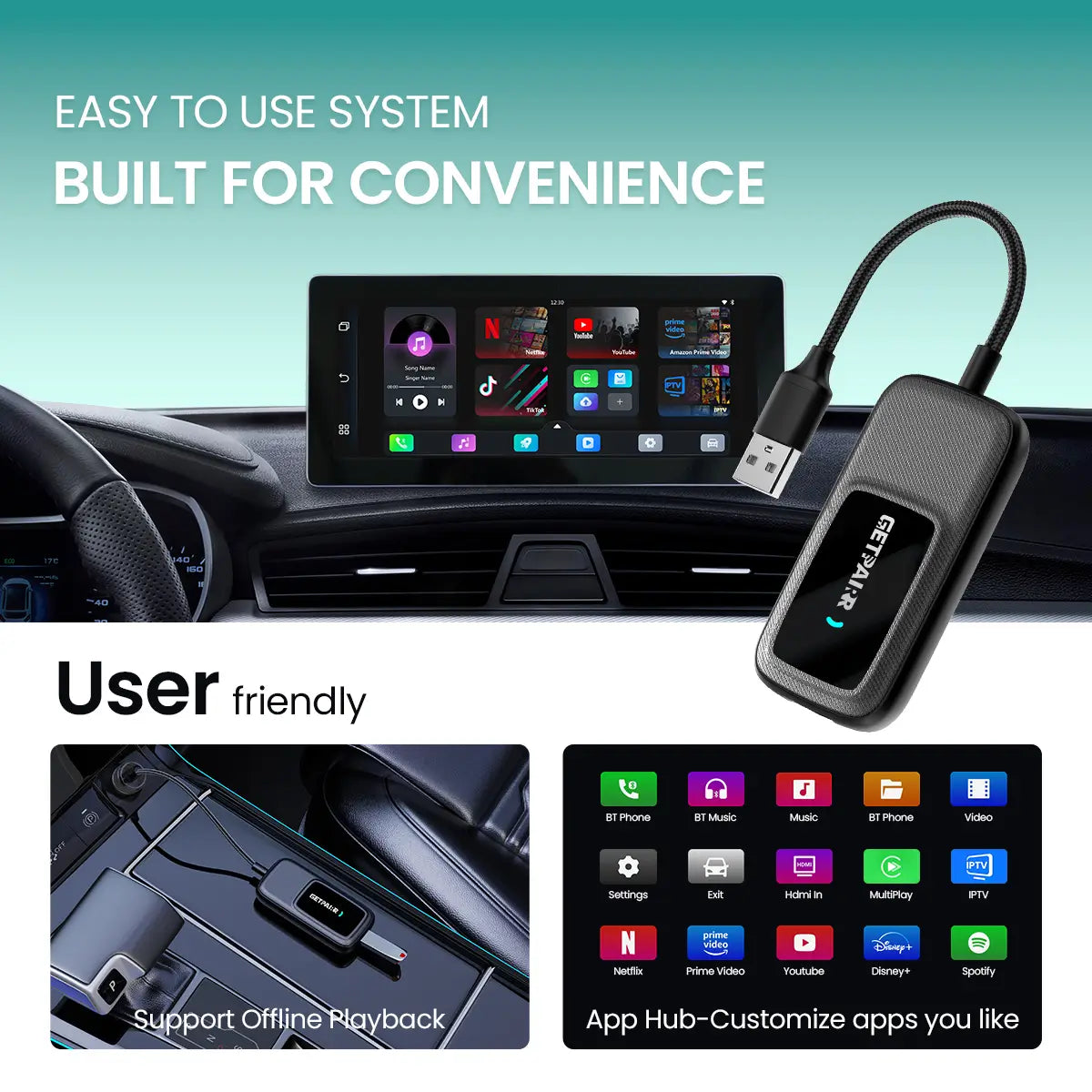 GetPairr Go · All-in-1 Wireless CarPlay & Android Auto Adapter with App Hub